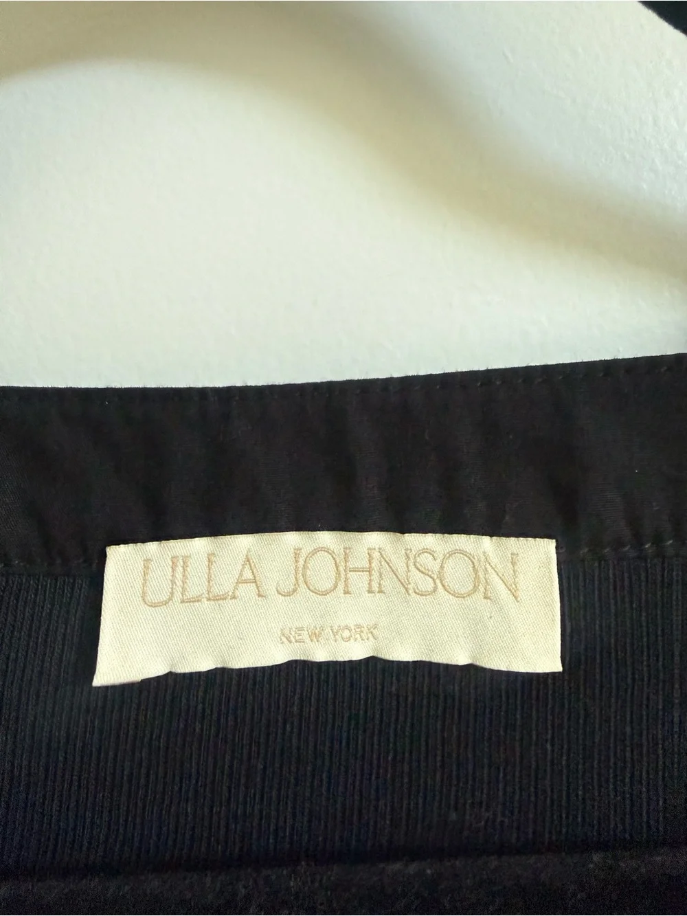ULLA JOHNSON Puff Sleeve Ribbed Blouse Black XL (Fits more like a Large)